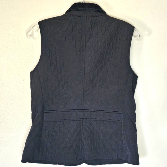 Talbots Black Quilted Fitted Gold Button Up Vest Size P 4-6 Fall Winter Layer - Picture 5 of 6